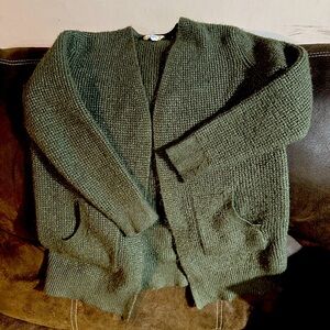 Army Green Cardigan Sweater with Pockets